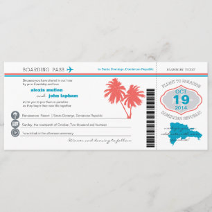 Invitation République dominicaine Boarding PassWedding Invita