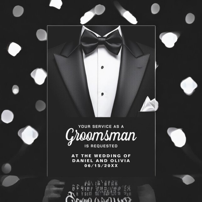 Invitation Requête Groomsman Tuxedo Noir (Créateur téléchargé)
