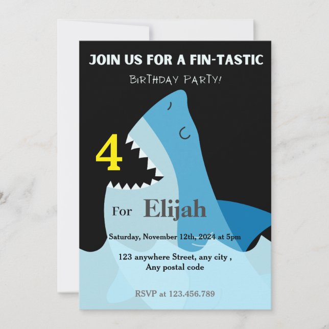 Invitation Requin bleu fin dans la mer (Devant)