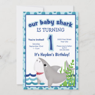 Invitation Requin coloré Océan 1er anniversaire