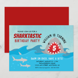 Invitation Requin mignon   Boys fête d'anniversaire