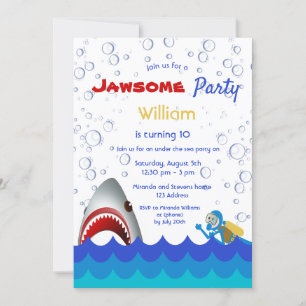 Invitation Requin sous la mer 10e anniversaire garçon de fête