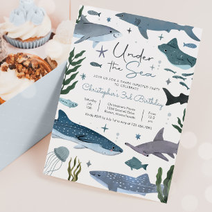 Invitation Requin sous la mer fête d'anniversaire