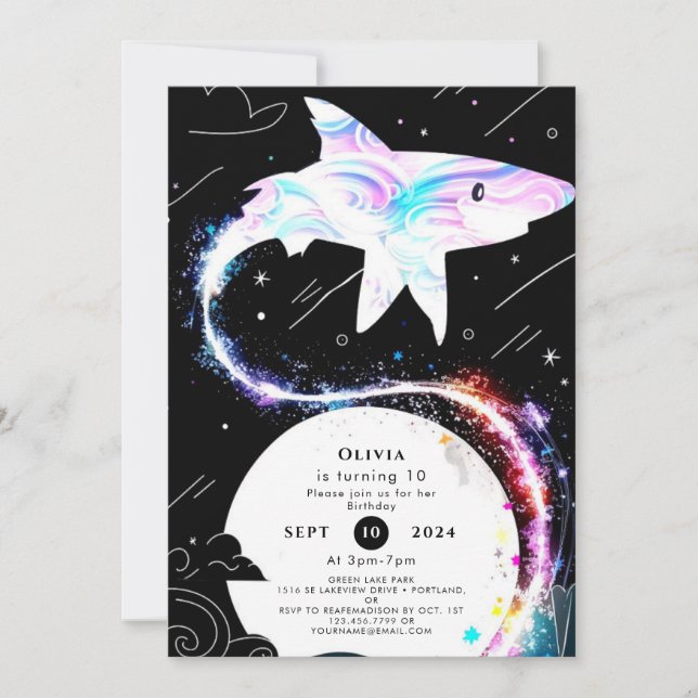 Invitation Requin sous-marin personnalisé Anniversaire (Devant)