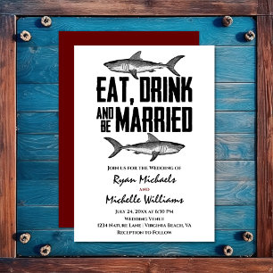 Invitation Requin vintage Mange Boire et être marié Mariage