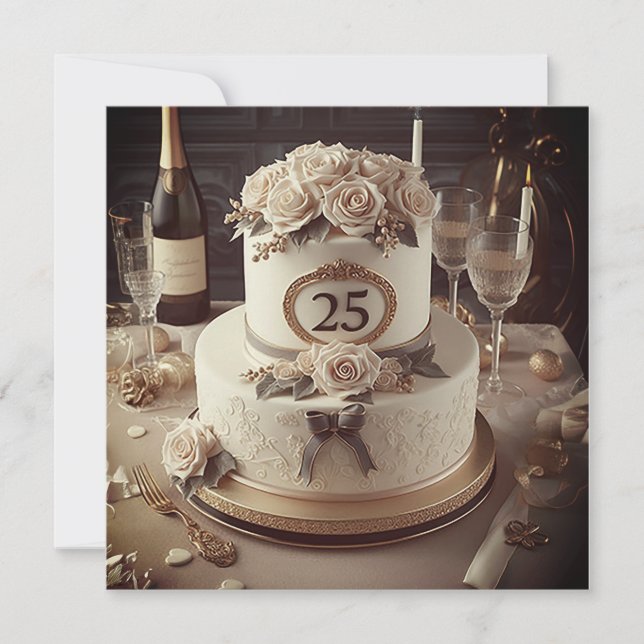 INVITATION RÉSERVÉ 25E MARIAGE CAKE ANNIVERSAIRE (Devant)