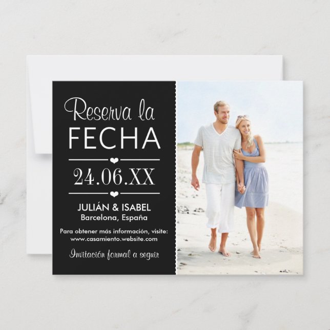 Invitation Réserve de la Boda la Tarjeta de Fecha (Devant)