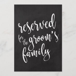 Invitation Réservé pour la famille Groom's pas cher Chalkoard