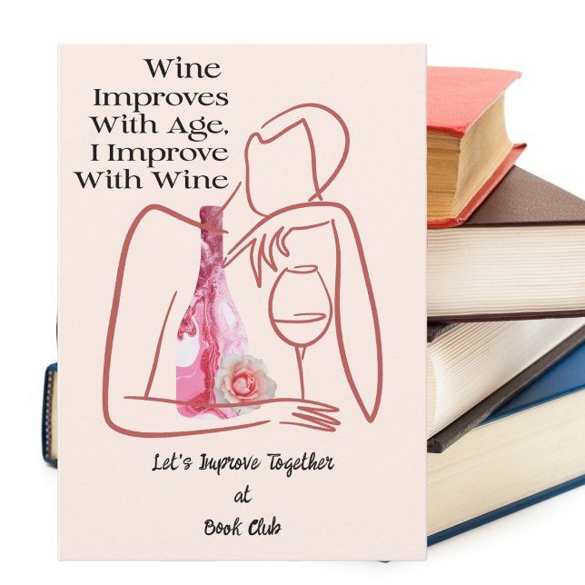 Invitation Réserver Club Wine Party (Book Club Invite - SIp some wine and improve with age. Fun way to share your passion of books & wine)