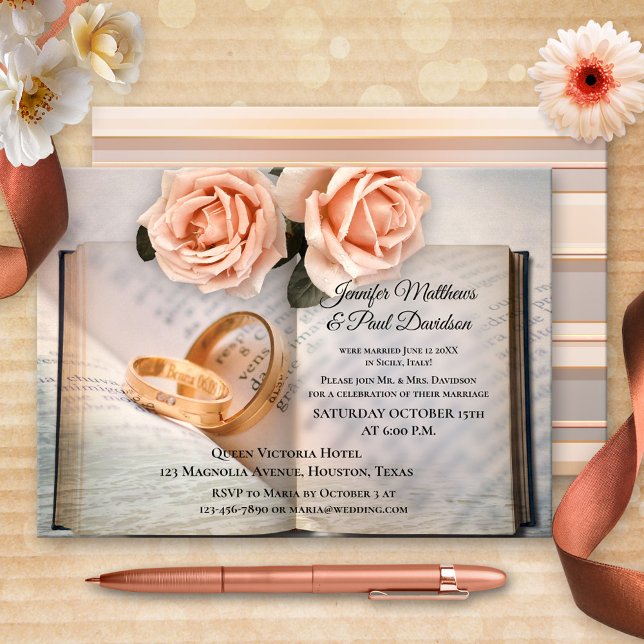 Invitation Réserver Roses Elope ou Post Wedding Party Invitat (Créateur téléchargé)