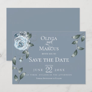 Invitation RÉSERVEZ LA DATE Aquarelle bleu bleu foncé