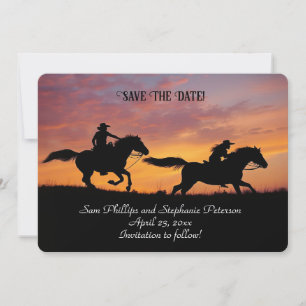 Invitation Réservez la date Country Western Cowboy Cowgirl 