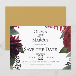 Invitation RÉSERVEZ LA DATE   Élégant marsala de Bourgogne