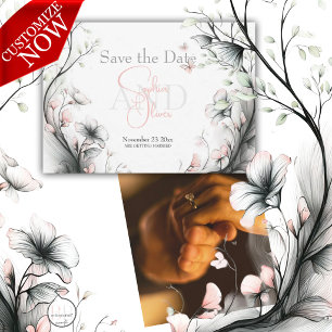 Invitation Réservez la Date Floral délicat et fantaisiste R