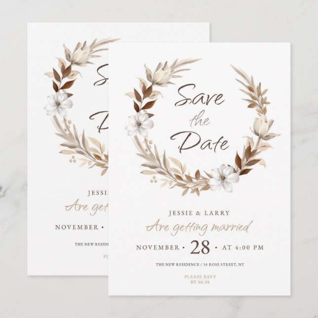 Invitation "Réservez la date pour notre grand jour : [Noms de (Devant / Derrière)