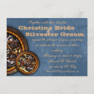 Invitation Réservoir et cuir, 4,5 x 6,25 mariages