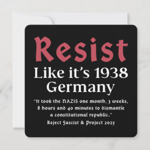 Invitation Résistez à l'état de 1938 Allemagne