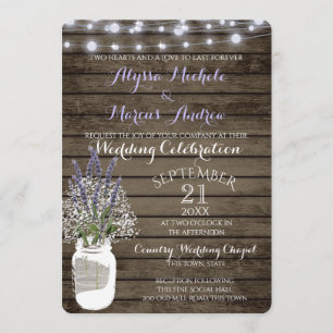 Invitation Respiration et lavande de bébé avec Mariage de jar