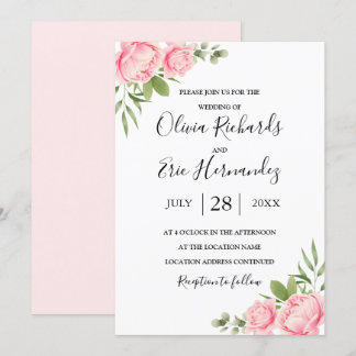 Invitation Ressort d'aquarelle florale / mariage rose d'été