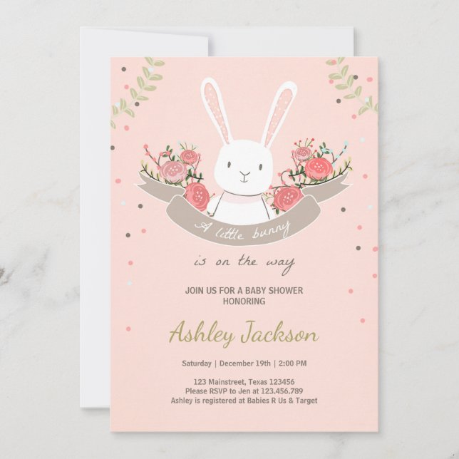 Invitation Ressort de lapin d'invitation de baby shower de (Devant)