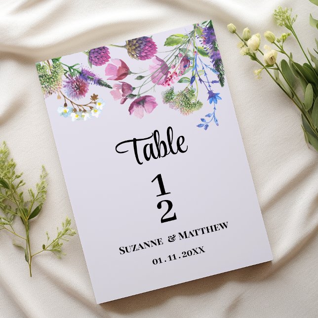 Invitation Ressort fleur sauvage violet lavande Numéro de tab (Lavender purple wildflower spring Table )