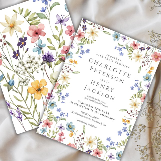 Invitation Ressort Rustique Elegant Mariage Fleur sauvage (Créateur téléchargé)