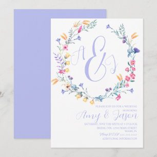 Invitation Ressort Wild Fleur Wreath Pastel Purple Mariage