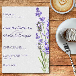 Invitation Ressorts simples de lavande sur Mariage gris mou