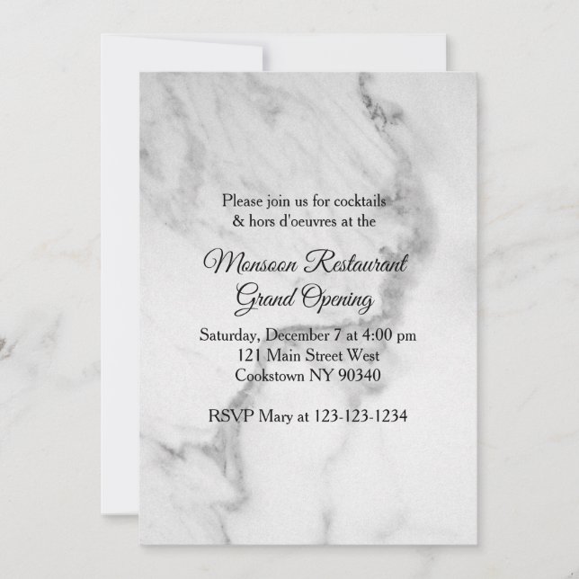 Invitation Restaurant Grand Marbre d'ouverture (Devant)