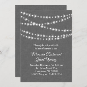 Invitation Restaurant Grand Ouverture Twinkle Lights grey