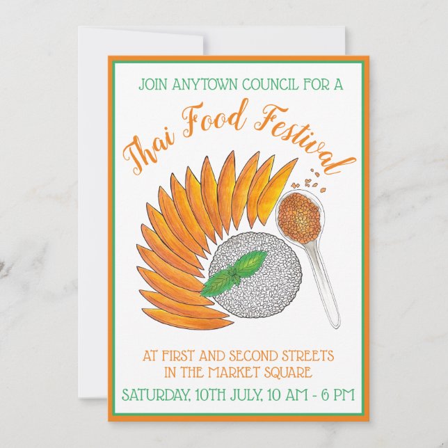 Invitation Restaurant thaïlandais Mango Sticky Rice (Devant)