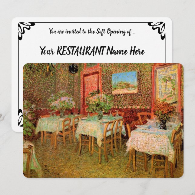 Invitation Restaurant Vincent van Gogh Ouverture en douceur (Devant / Derrière)