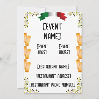 Invitation Restauration italienne et inauguration invita