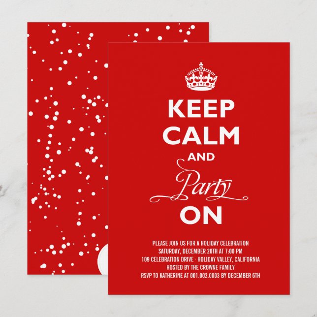 Invitation Restez Calme Et Fête Le Soir Du Nouvel An De Vacan (Devant / Derrière)
