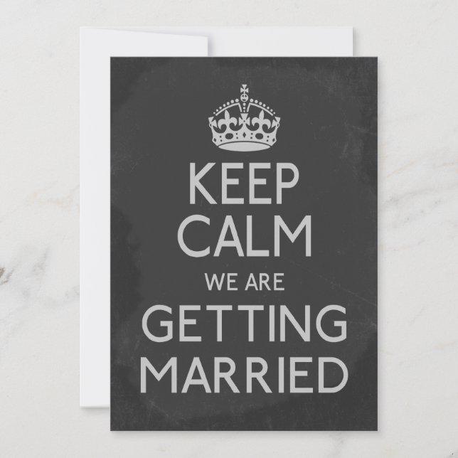 Invitation Restez Calme Nous Nous Marions Chalkboard (Devant)