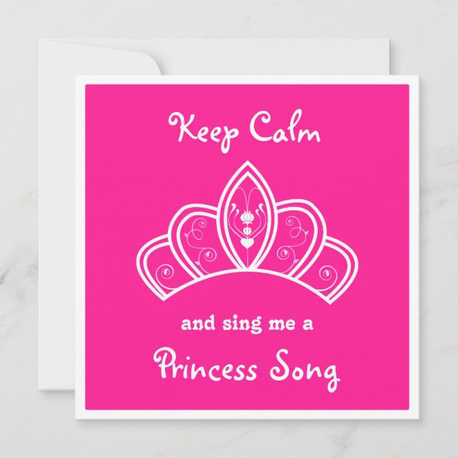 Invitation Restez Calme Rose Princesse Chanson Karaoke Party (Devant)