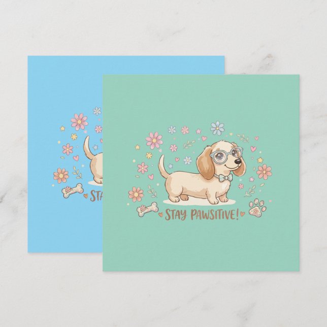 Invitation Restez Pawsitive Mignon Teckel (Devant / Derrière)