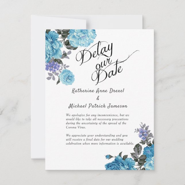Invitation Retarder notre Mariage de date Corona Virus Floral (Devant)