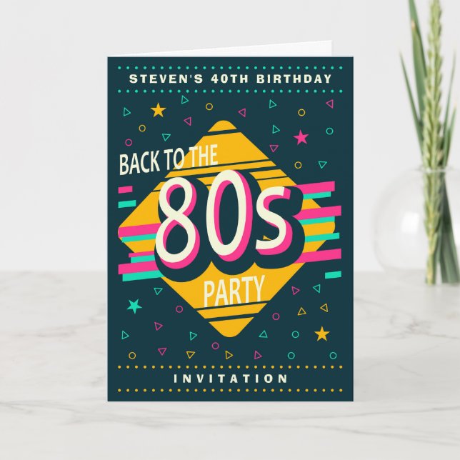 Invitation Retour à la fête d'anniversaire des années 80 (Devant)