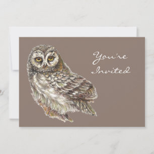 Invitation Retour à la nature, hibou, oiseau, fête d'annivers