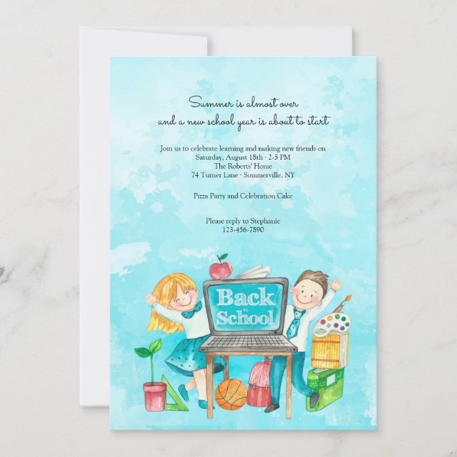 Invitation Retour à l'aquarelle scolaire (Devant)