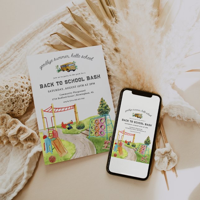 Invitation Retour à l'école | Fête au parc de jeux (Créateur téléchargé)