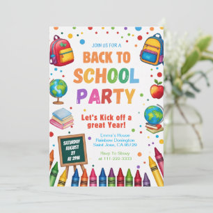 Invitation Retour à l'école Fête de classe amusante
