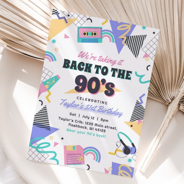 Invitation Retour à l'invitation d'anniversaire des années 90 (Créateur téléchargé)