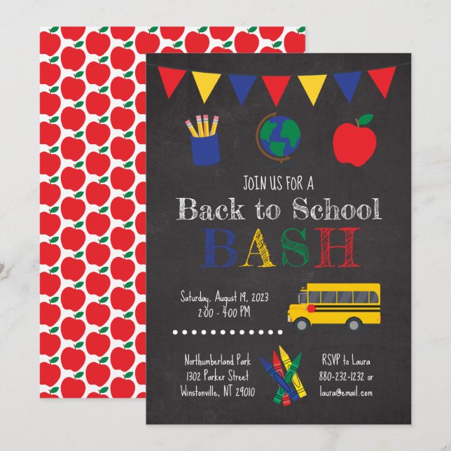 Invitation Retour à l'invitation de la fête scolaire (Devant / Derrière)