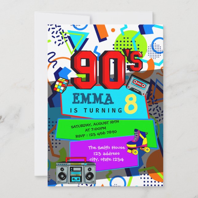Invitation Retour à l'invitation des années 90 (Devant)