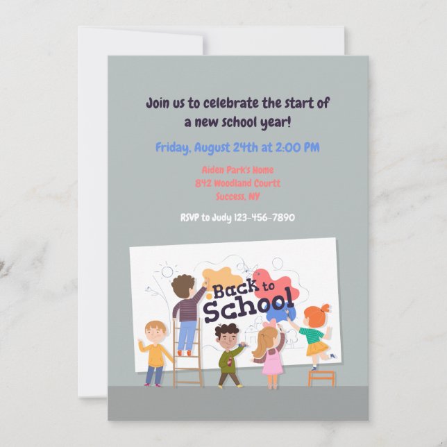 Invitation Retour À L'Invitation Des Enfants À L'École (Devant)