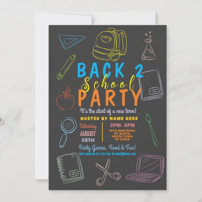 Invitation Retourner À La Table Ronde De La Fête De L'École (Devant)