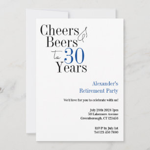 Invitation Retraite 30 ans Cheers et bière bleu