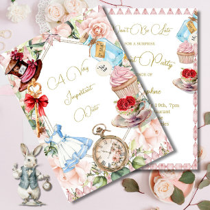 Invitation Retraite Alice Au Pays Des Merveilles Floral Rose